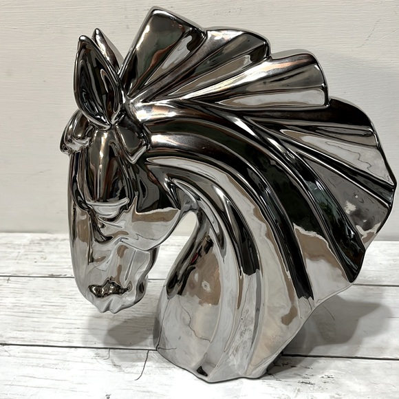 Glass Horse Sculpture silver Home Nordic Abstract Statue Animal Ornament Gifts - Picture 4 of 5